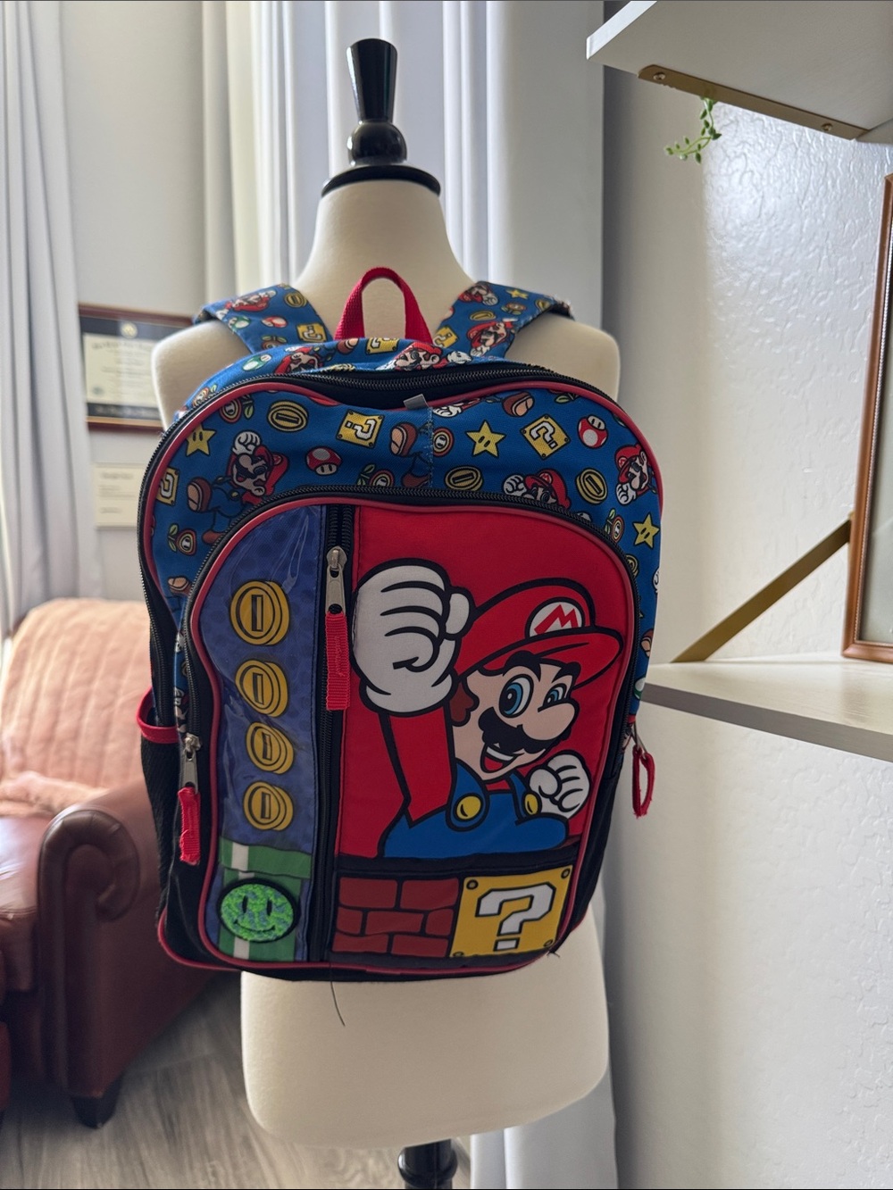 Super Mario Kids Backpack - Red & Blue Like New From Universal Epic Park!!